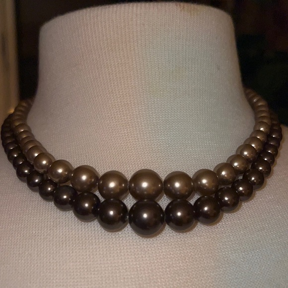 Vintage Japan Two Row Faux Pearl Necklace Graduated Faux Pearls Adjustable - Picture 7 of 15